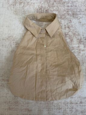 Beige Removable Shirt Collar Crop Top